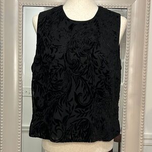 LOFT Burnout Velvet Black Sleeveless Fully Lined Top